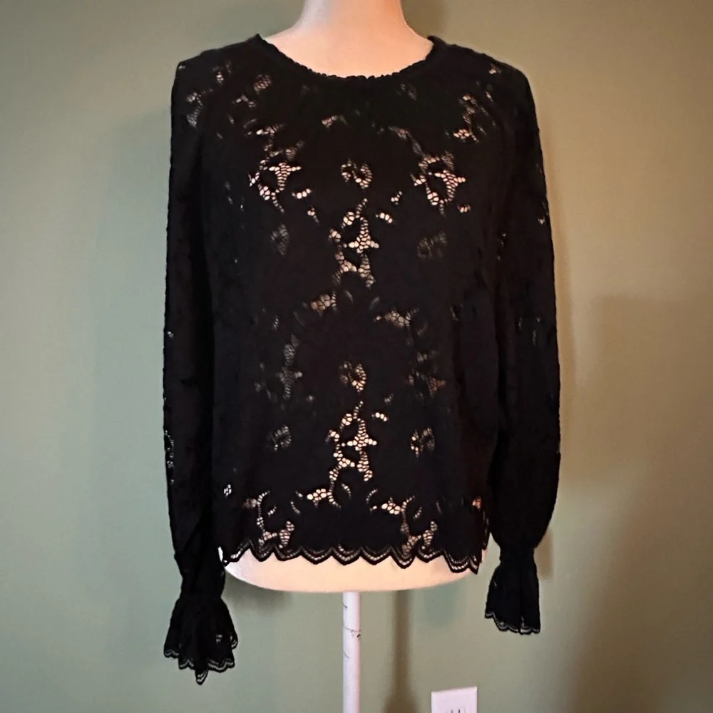 NWT: Free People Olivia Lace Top With Bell Sleeves - Picture 4 of 14